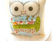 Owl Pillow Door Hanger, Appliqued Animal Pillow, Fabric Scrap Pillow,Stuffed Owl, Printed Pillow, Doorhanger, Ruffle Pillow, Handmade Pillow