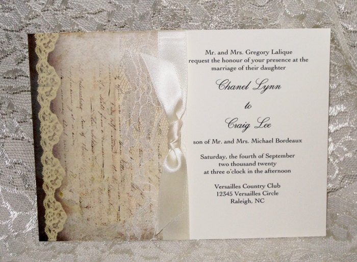 Lace Wedding Invitations 2, French Market Elegant, Shabby Chic, Vintage Inspired, Haute Couture Invitations