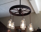 Steel wagon wheel chandelier 
