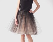 Adult champagne tutu skirt with black dots, wedding tulle skirt, petitcoat