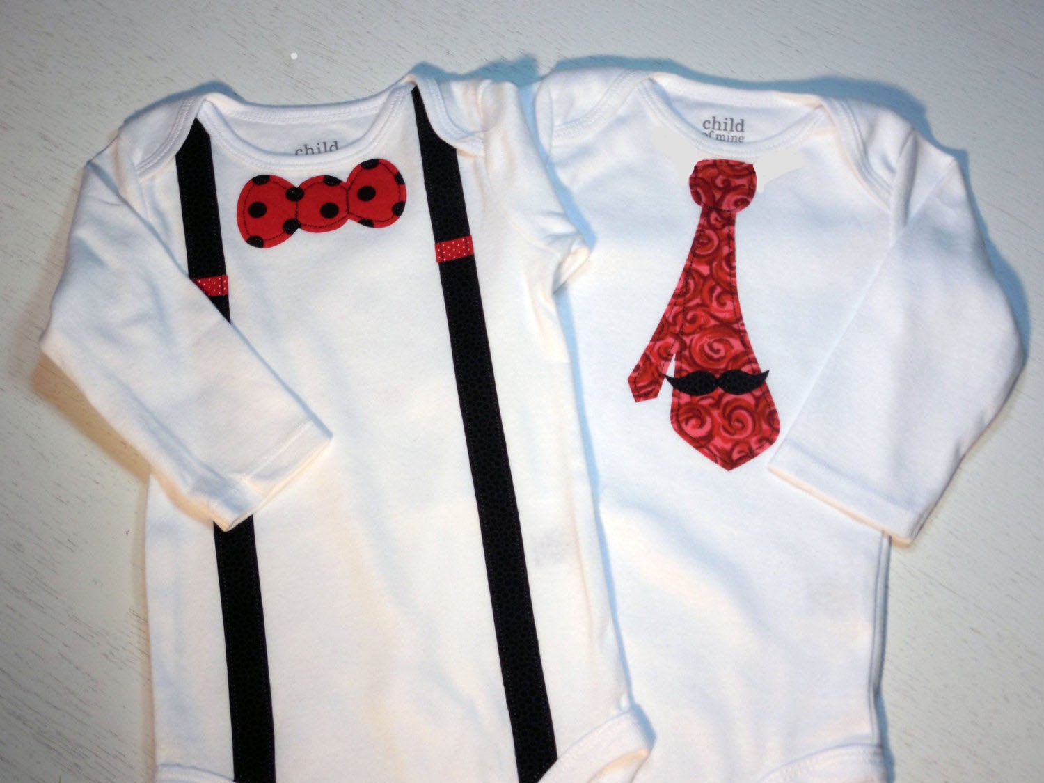 Boy Onesie Set   FREE SHIPPING:  All US Destinations  Necktie and Bowtie with Suspenders "The Dapper Man Set"