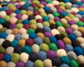 CARPET RUG MULTICOLOR 90cm made of 2cm felt balls