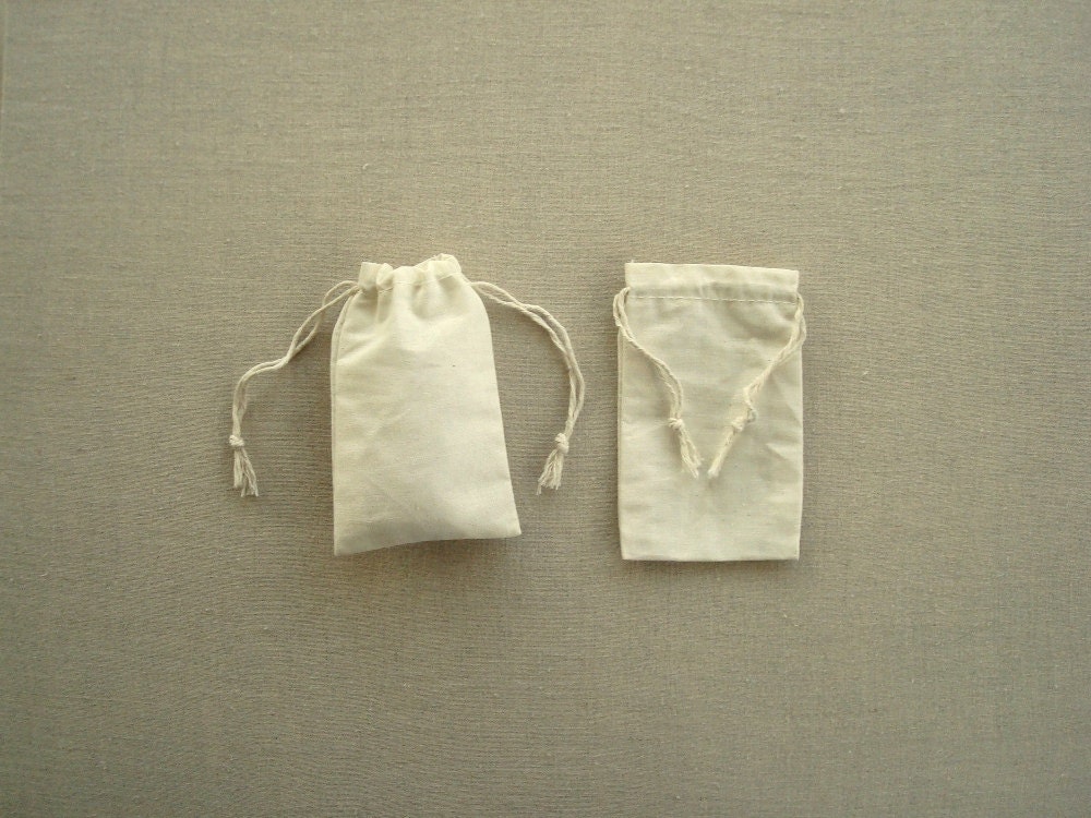 3 x 5 qty. 10 Best Cotton Muslin bags, double drawstring