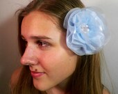 Beautiful Light Blue Hand Made  Organza Hair  Clip, Something Blue