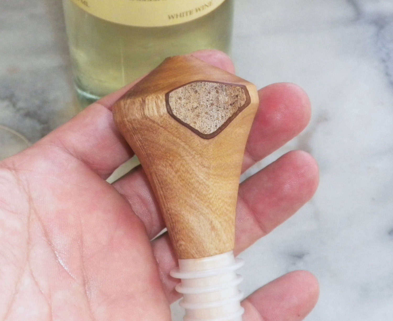 Bottle Stopper, Olive Wood, Rustic Edge
