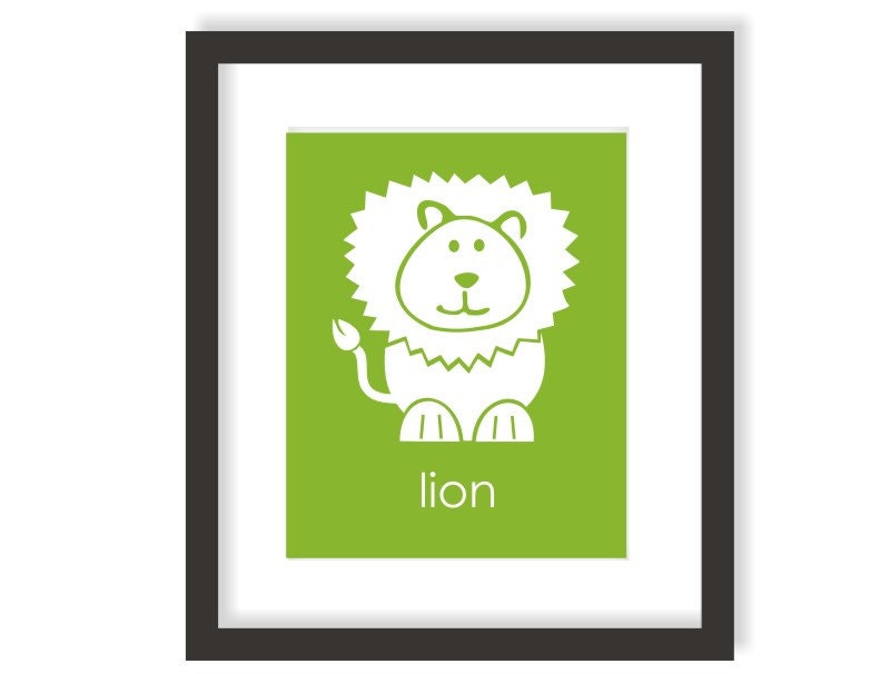 Lion Nursery Art Print - Safari Animal Art, Zoo Animals, zoo animal nursery, Jungle Nursery, Kids Wall Art, Modern Nursery Print - 8x10