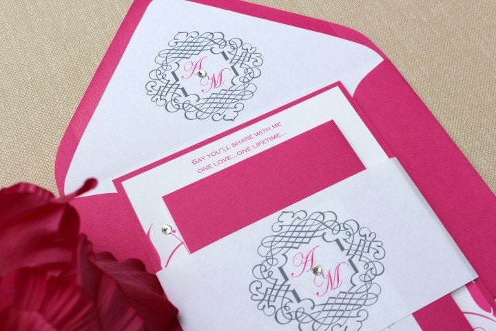 Wedding Invitations Hot Pink and BLING