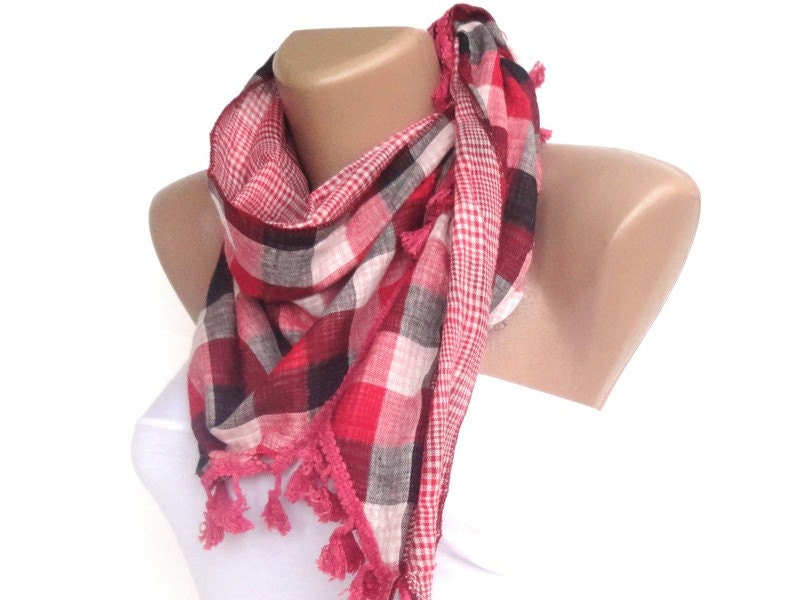 plaid fashion accessories, pink gray women scarf , spring summer scarves, headband ,headwrap , cowl scarf