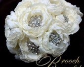 DEPOSIT for a DELUXE Handmade  Peony & Brooch  Bouquet