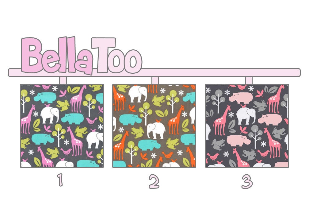 Changing Pad Cover - Elephants Giraffes Hippos Frogs Aqua Pink Red Gray - Zoology - Michael Miller - Custom Made By BellaToo
