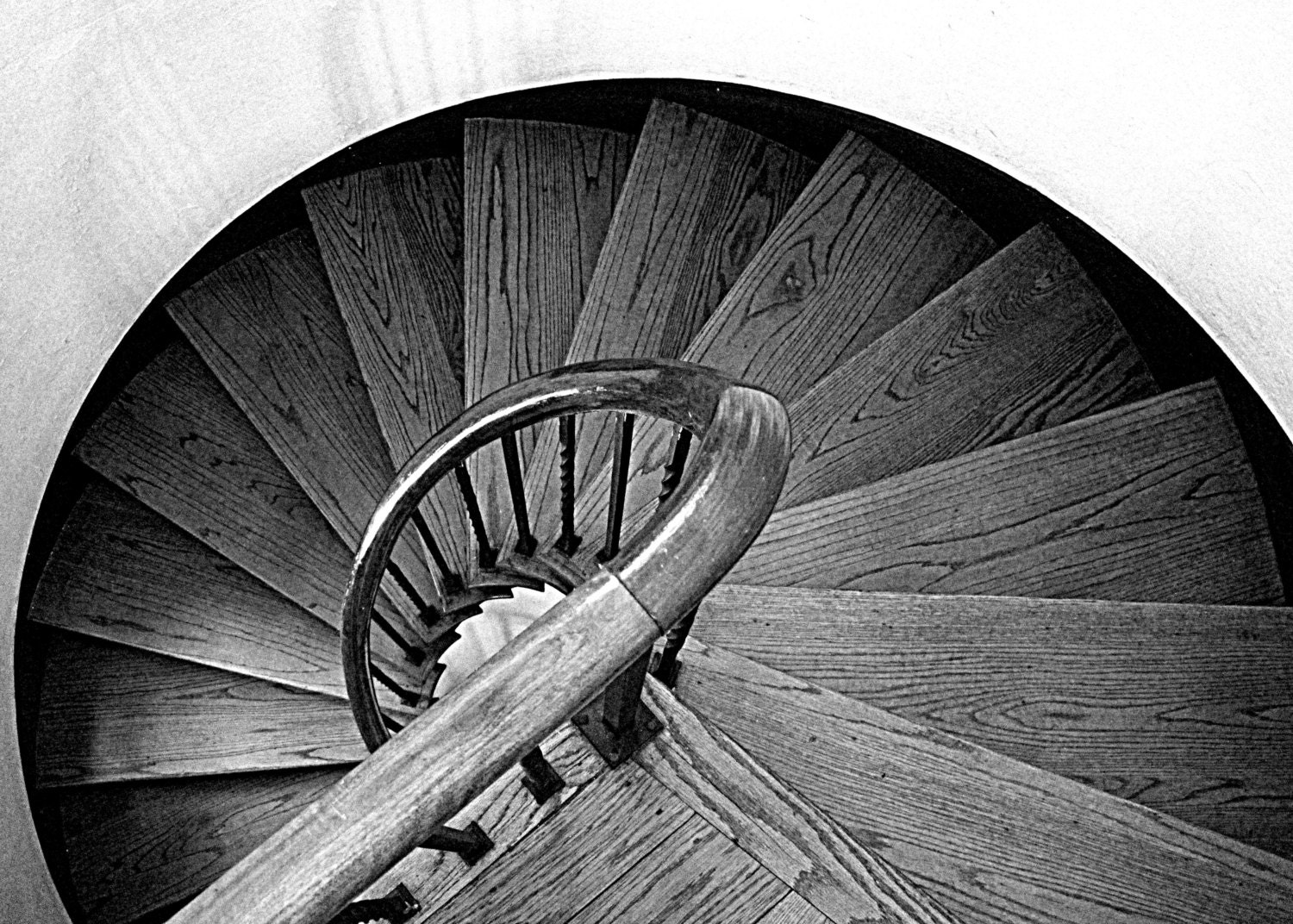 Black And White Photography - Wooden Staircase Fine Art Photograph - Winter Park Florida 5x7 - JudithKimberPhoto