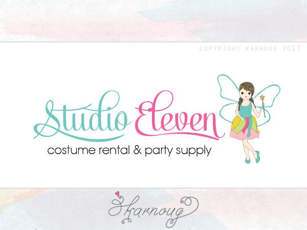 One of a kind, Custom, Premade, Hand drawn, Little girl, costume, party logo design