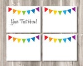 INSTANT DOWNLOAD - Editable Rainbow Bunting Folding Buffet Card, Food Tag, Labels Art Party Rainbow Party Decorations Il_170x135