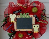 OWLS & CHALKBOARD...Teachers Deco Mesh Wreath