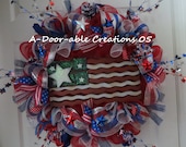 10.00 Off..Use Coupon Code at Checkout...PATRIOTIC FLAG WREATH