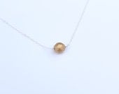 Gold bead - Sterling silver necklace - simply jewelry - womens gift