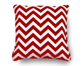 Red and White Chevron Pillow Zigzag print with insert 18X18 inch
