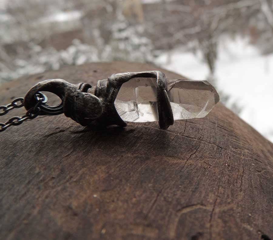 Crystal Quartz huge raw pendant SIGLE KRYSTAL rock crystal meditation winter gift get well valentines, unisex, for him