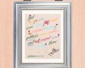 Galatians 5:22-23 Quote Art Print -8X10 - Hand Painted Florals - No. Q0024- 11X14 - Against Such Things There Is No Law