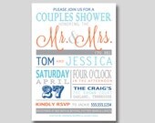 Typography Bridal Wedding Couples Shower Invitation - Custom DIY Printable