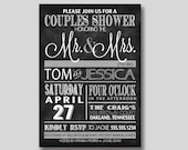 Chalkboard Typography Bridal Wedding Couples Shower Invitation - Custom DIY Printable