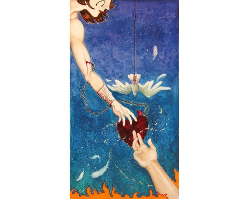 Mercy Tarot Card- watercolor illustration - southwest style -  8.5x11 archival art print
