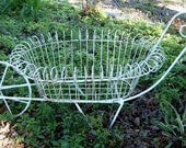 Vintage, FLower Cart, Wheelbarrow, Wrought Iron, Yard Decor, Flower Planter