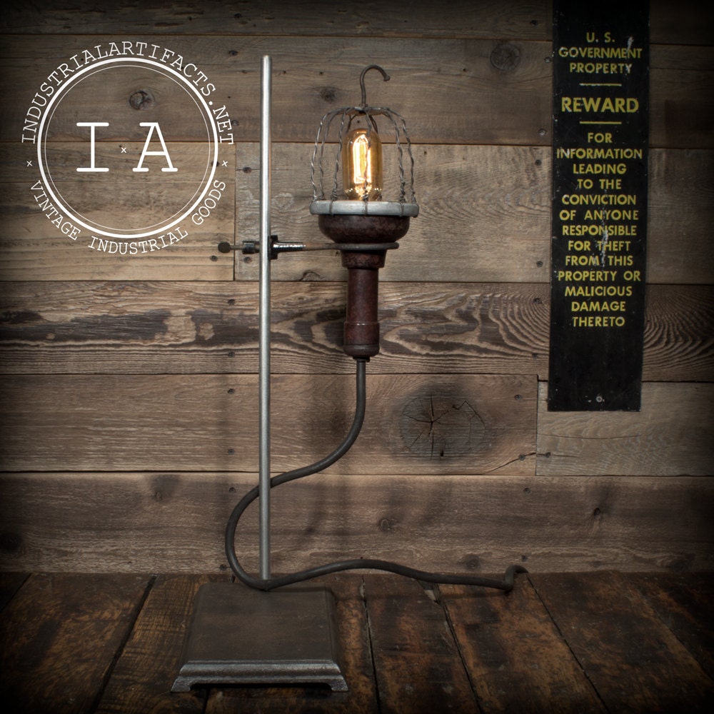 Vintage Industrial Scientific Lab Stand Trouble Lamp Fixture Steampunk Desk Bakelite