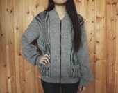 80s Vintage Brown Fair Isle Decorated Winter Cardigan for Women or Men