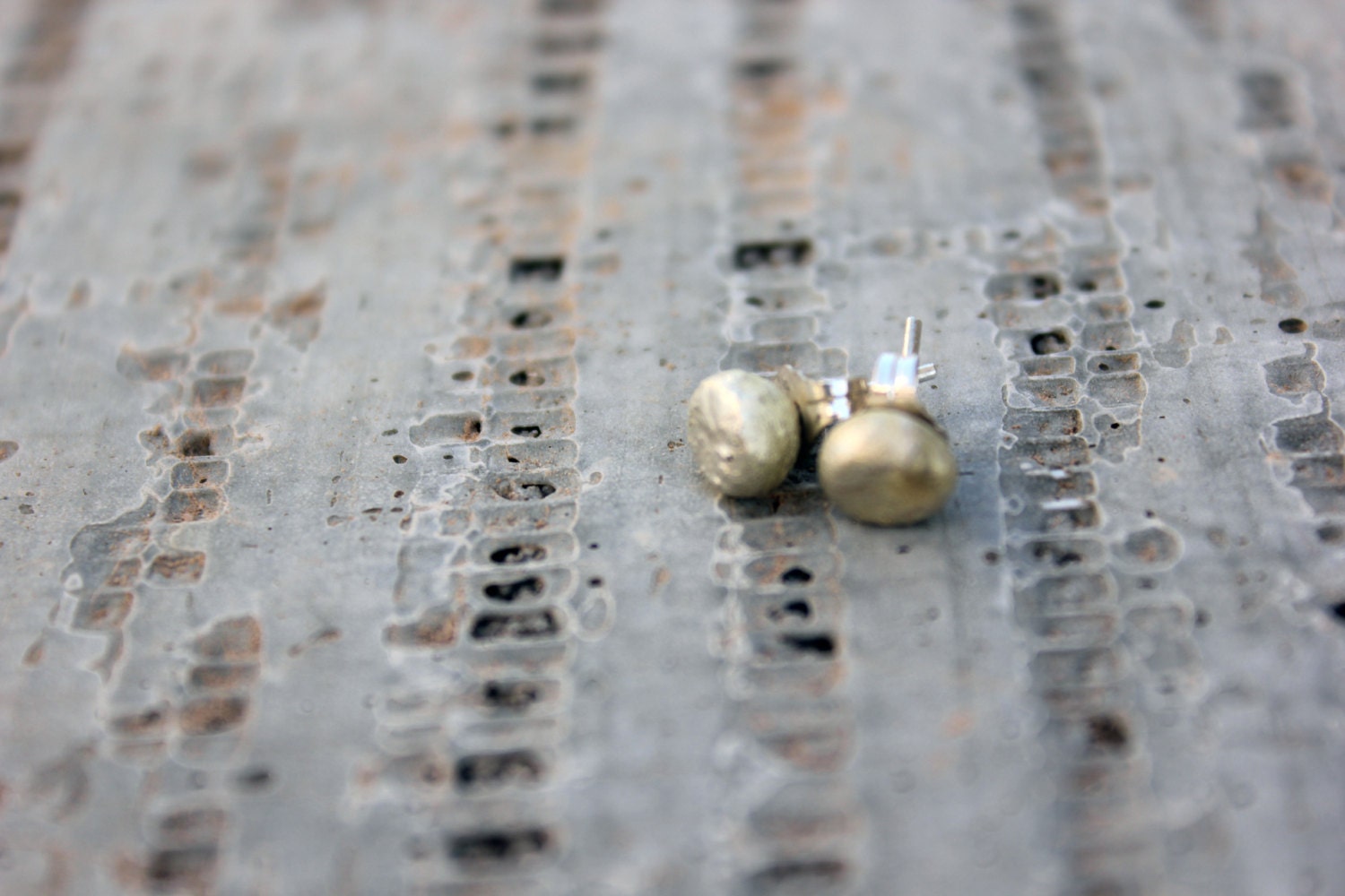 Mixed metal earrings - Bronze earrings - studs - mixed metal jewelry  - simple jewelry
