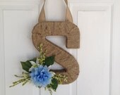 Initial Monogram Letter Wreath Door Hanger Home Decor Custom