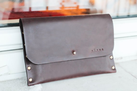 Personalized Leather ipad Mini / Galaxy Tab case. Waxed leather i pad envelope.