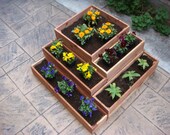 Flower planter, garden pot, plant box, wood, 21 x 21 inch x 8 inch, 5 sections fit together, indoor or outdoor, Redwood, Cedar wood