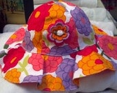 Girls Infant Toddler Floral Hat Sunhat - Handmade Irish Rose - Sizes, 2T-3T, 4T-5T