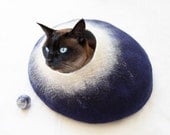 Midnight Moon XLarge Cat Bed Cat Cave Cat House Felted - Free Cat Ball
