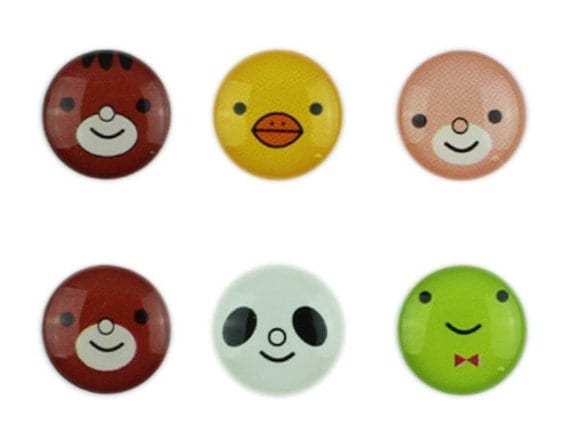 Set of 6 Cute Animal Panda Bear Duck Frog Pig Apple Home Button Stickers