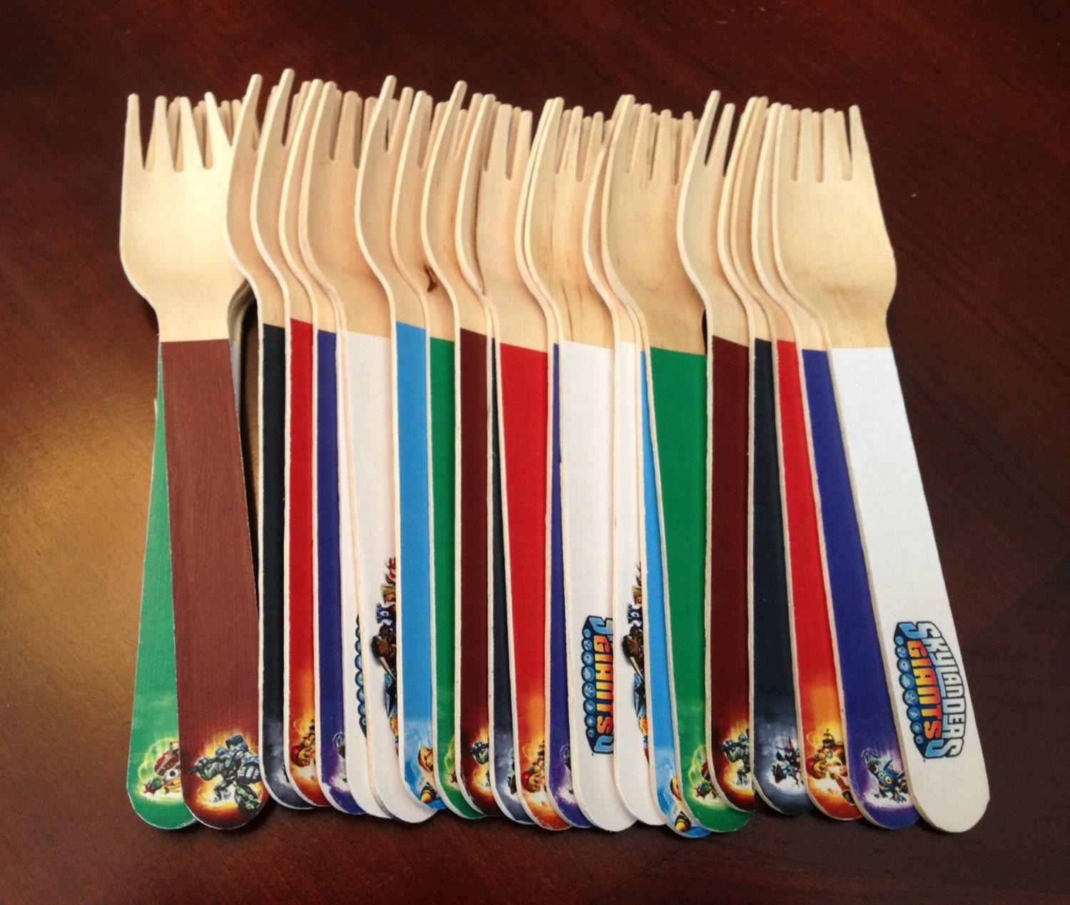 24 Wooden Forks or Spoons- Skylanders Giants Il_570xn