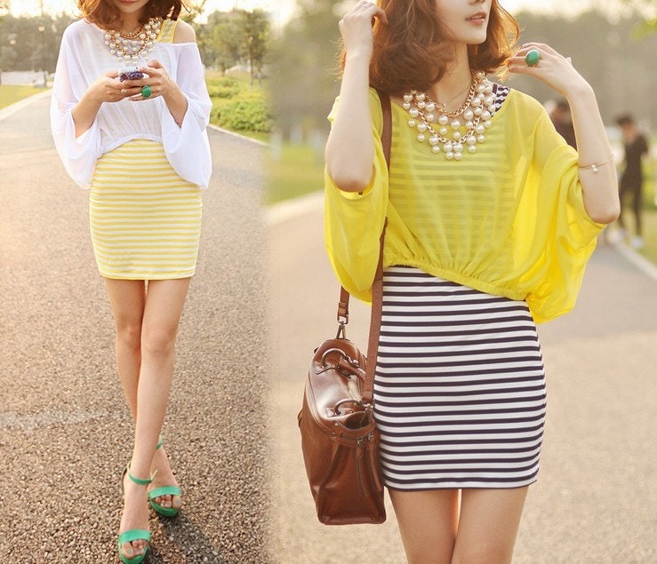 women's Two sets of dress  yellow black stripe sleeveless sex dress short dress Beach skirt  cotton Chiffon sundress dress maxi dress qz14