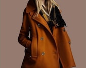 Burnt orange twill Wool coat double breasted button  Coat Jacket  Autumn winter coat  cloak dy17 S-XL