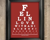 The White Stripes, Fell In Love With A Girl, She's In Love With The World Eye Chart 8 x 10 Giclee Print BUY 2 GET 1 FREE