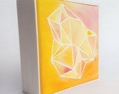 Watercolour Art Block D - Original painting, geometric pattern, pink, orange