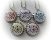 free shipping-5 I LOVE DANCE-gymnastics,just dance,cheer leading squad,dance spirit bottlecap necklace birthday party favors goody loot bags