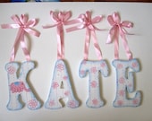 Nursery Wood letters Baby girl Vienna elephant quilt from Pottery barn kids bedding
