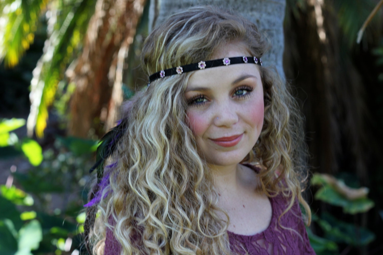 Feather Headband, Feather Hair Accessories, Feather Hair Piece, Feathers, Hippie Hair Clip, Flowers, Flower headband