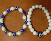 Various GREEK EVIL EYE white glass bracelet mati handra hamsa turkish greece