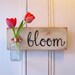Wall Flower Vase, Antique Bottle, Bloom, Signage, Home Decor, Wall Vase, Copper Hanger, Hand painted, Old White