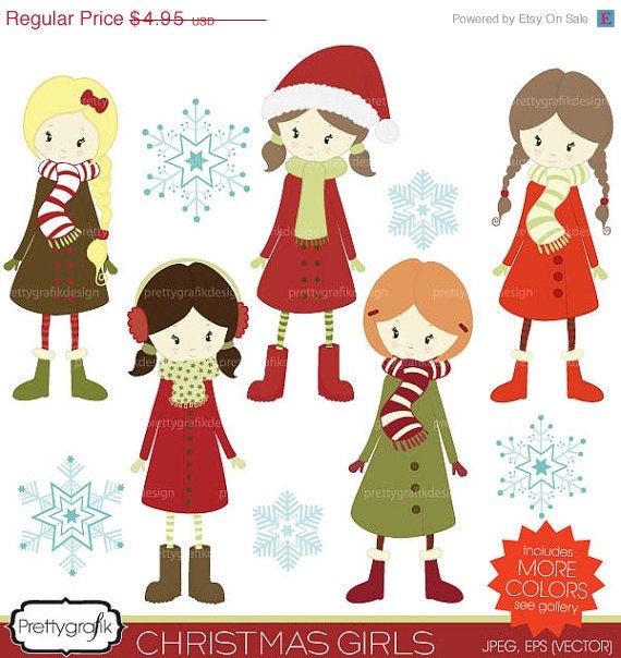 60% OFF Save big winter christmas girls clipart, commercial use, vector graphics, digital clip art, digital images - PGCLPK443 Il_170x135