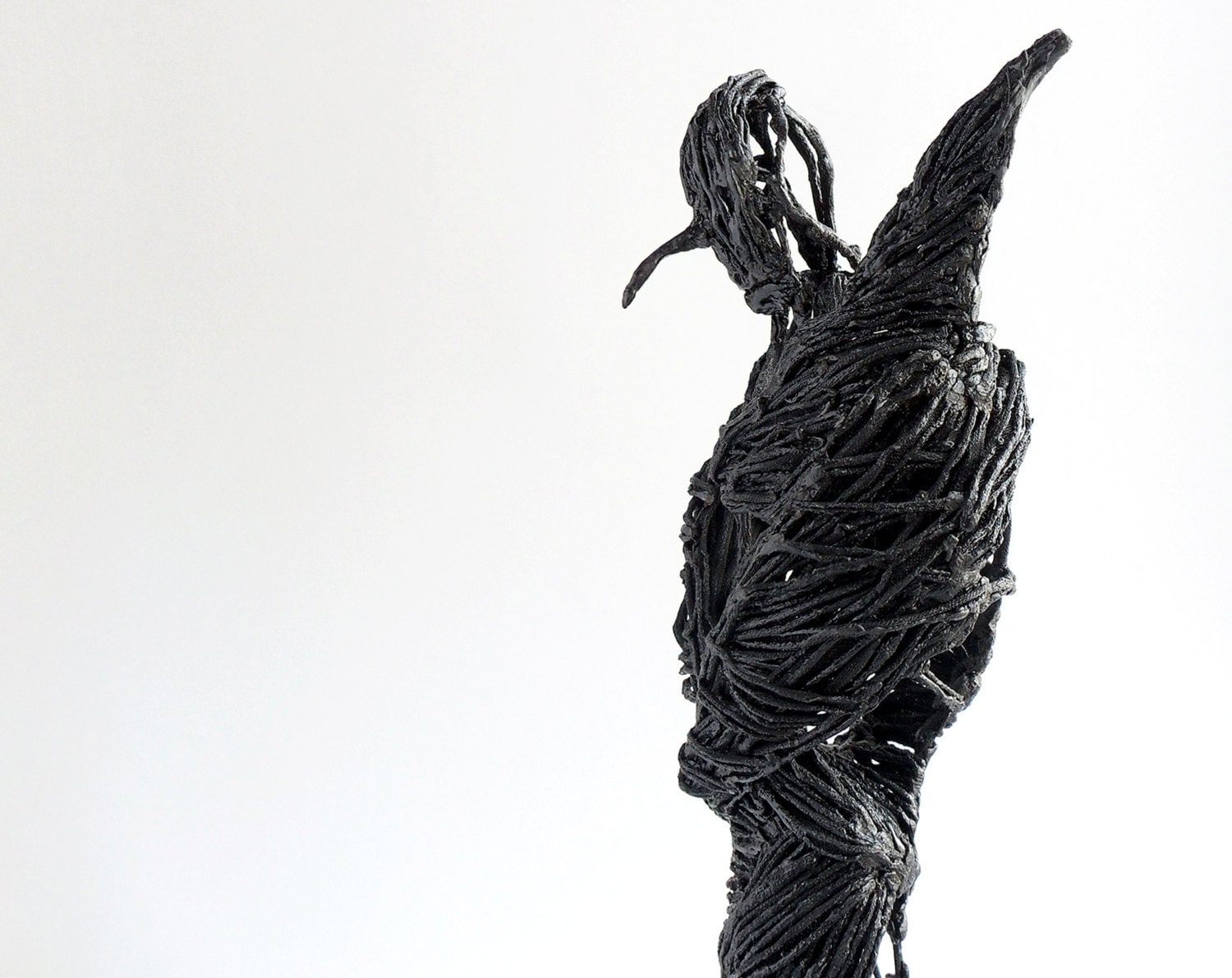 Black sculpture singed fabric sculpture figurine art by OsikOsik