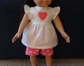 American Girl White Blouse and Pink Heart Shorts