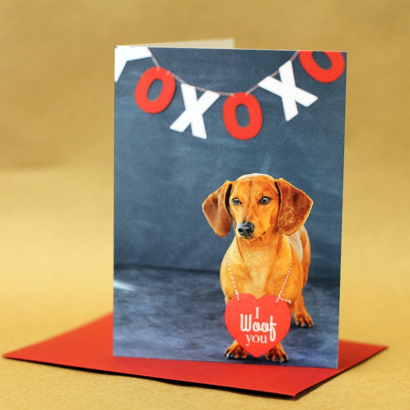 Valentine's Day Card // Dachshund with Heart // Love